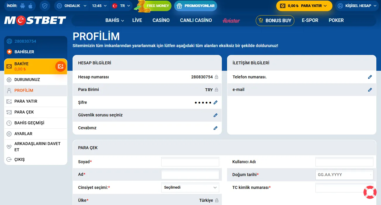 Mostbet doğrulama e-posta ve telefon onayı para çekme öncesi